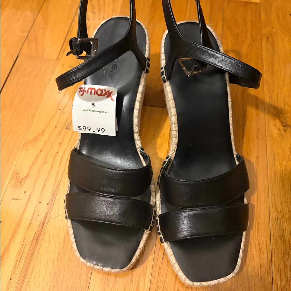 Vince Black and Tan Espadrille Wedges